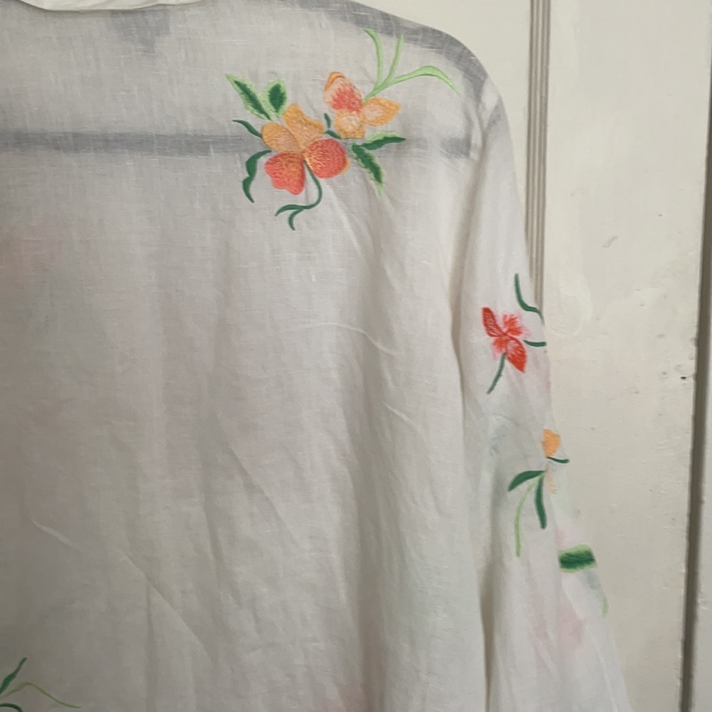 J.Jill ,linen , embroidered shirt , Size Large - Picture 4 of 6